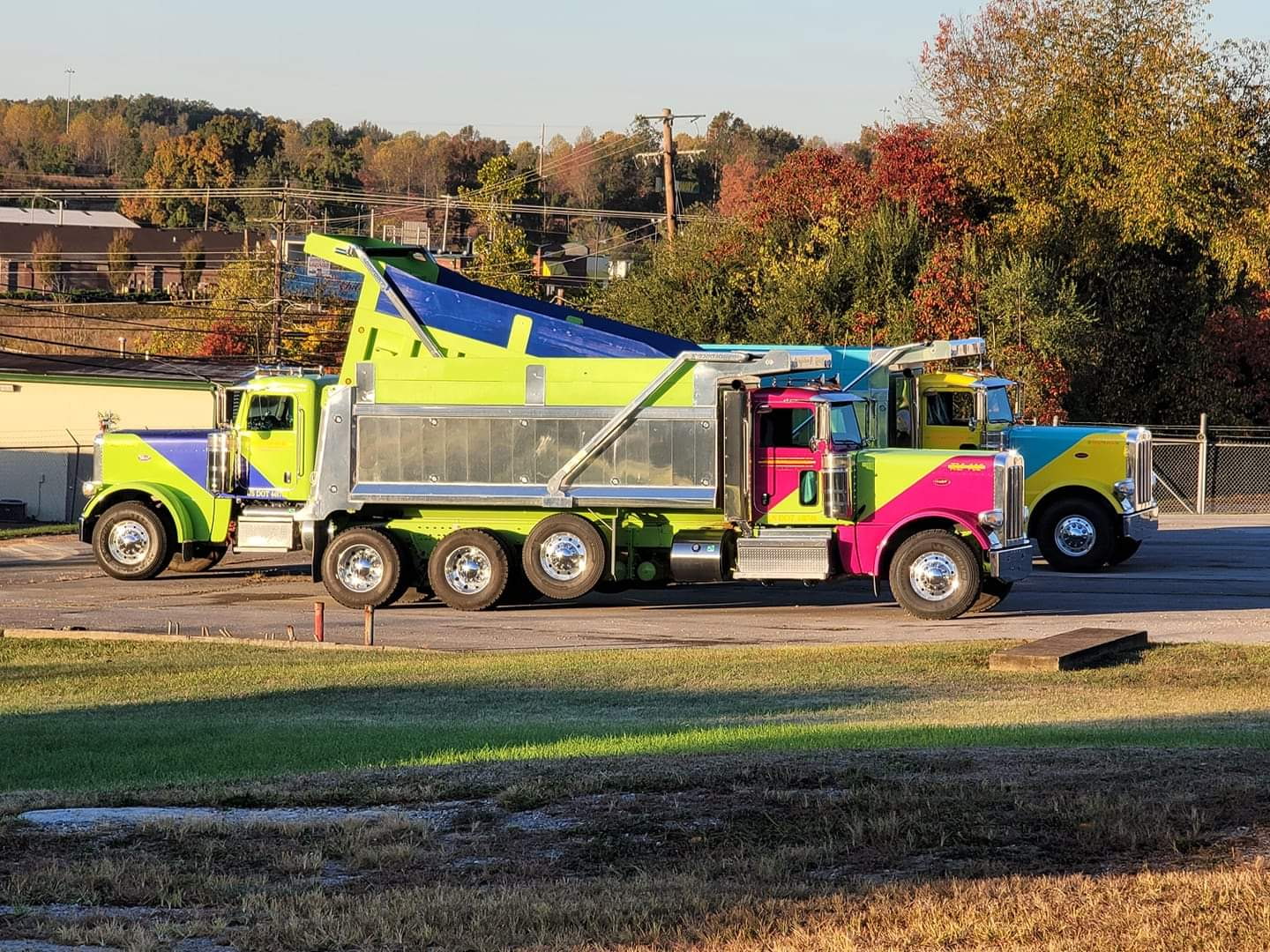 Rockit Trucking neon fleet in autumn